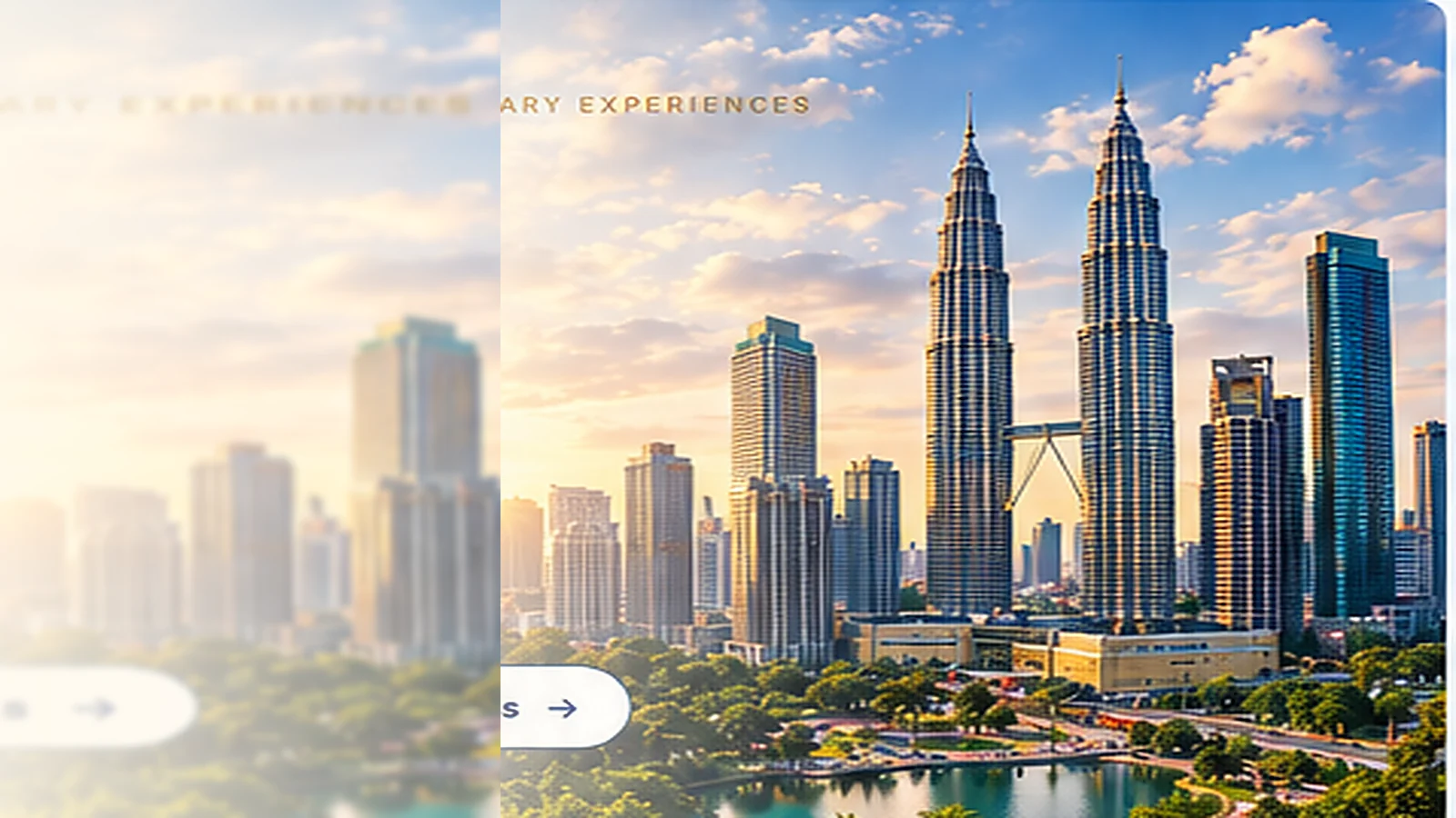The Kuala Lumpur skyline with the Petronas Towers at dusk.